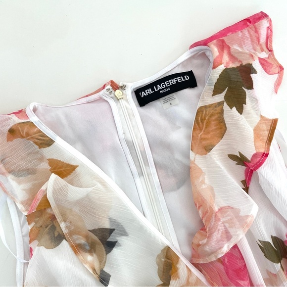 Karl Lagerfeld Paris Floral Chiffon Tiered Ruffle Maxi
Dress - Picture 9 of 11